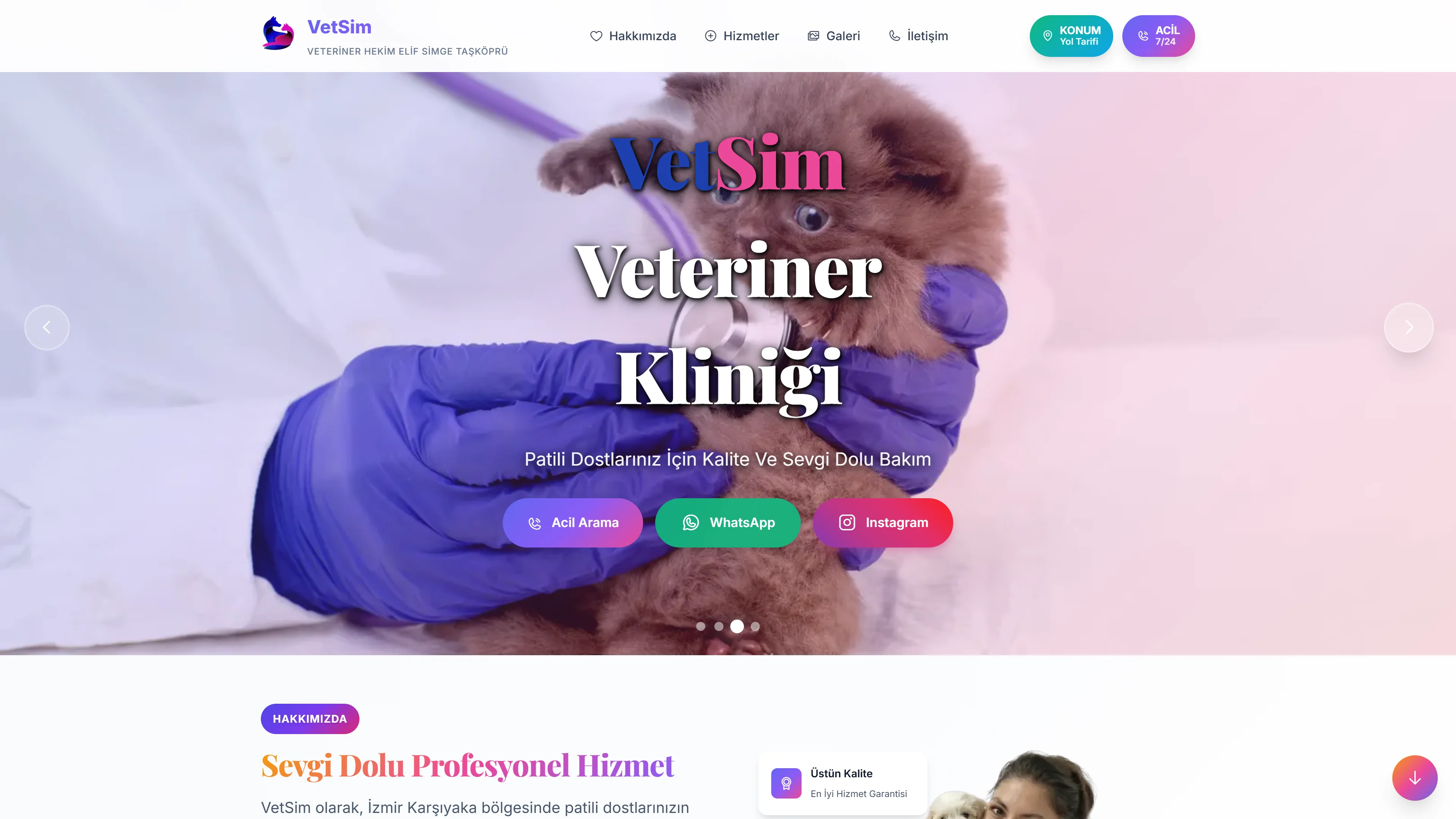 Vetsim Veteriner Kliniği Web Sitesi